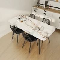 HOMCOM Modern Dining Chairs Set of 4, Plastic Kitchen Chairs with Hollow Backrest and Metal Legs for Living Dining Room, Black(m-6)