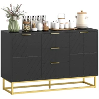 HOMCOM Sideboard Storage Cabinet with 3 Drawers, Adjustable Shelves and Doors, Kitchen Buffet Cabinet for Dining Room, Black(m-9)