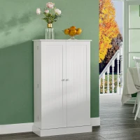 HOMCOM 41" Modern Kitchen Pantry Freestanding Storage Cabinet with Double Doors Adjustable Shelves for Living Room - White(m-10)