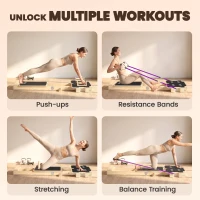 Soozier Foldable Pilates Reformer Machine, Multifunctional Pilates Board with Resistance Bands and Multi-Grips for Home Gym(m-6)