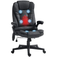 HOMCOM 6 Point Vibrating Massage Office Chair with Heat, Microfiber High Back Executive Office Chair with Reclining Backrest, Padded Armrests and Remote, Black(m-1)