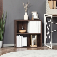 HOMCOM Wood Small Bookshelf 2 Tier Storage Rack Chest Unit Home Office Furniture Walnut