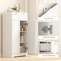 HOMCOM Bathroom Floor Cabinet with 2 Drawers - White(m-7)