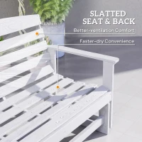 Outsunny Patio Glider Bench w/ HDPE Slatted Double Rocking Chair, Distressed White(m-7)