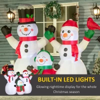 Outsunny 8ft Inflatable Christmas Snowman Family with A Red Bird, Blow-Up Outdoor LED Yard Display for Lawn Garden Party(m-5)