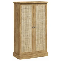 HOMCOM 41" Rattan Kitchen Storage Cabinet, Food Pantry Cabinet with 5-Tier Shelf 12 Spice Racks Adjustable Shelves Natural(m-2)