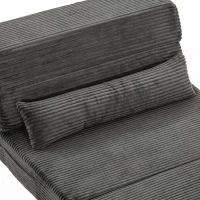 HOMCOM Floor Chair with Back Support Four-Fold Floor Gaming Chair Side Pockets Pillow Floor Seat Sofa Bed, Dark Grey(m-10)