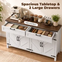 HOMCOM Sideboard Buffet Cabinet with Storage, 55" Large Farmhouse Kitchen Storage Cabinet with 2 Drawers and 4 Doors(m-5)