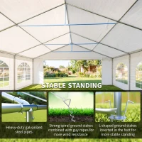 Outsunny 20' x 20' Heavy-duty Large Wedding Tent, Outdoor Carport Garage Party Tent, Patio Gazebo Canopy with Sidewall, White(m-5)