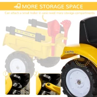 Aosom Kids No Power Ride-On Excavator with Manual Control Bucket, Yellow(m-7)