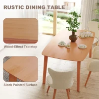 HOMCOM Pine Wood Dining Table for 6, 59" Rustic Rectangular Kitchen Table with Large Tabletop for Dining Room, Natural(m-7)