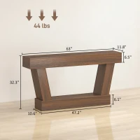 HOMCOM 63 Inch Vintage Console Table, Narrow Entryway Table with Open Shelf for Living Room, Brown(m-3)