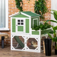 PawHut 49" Small Chicken Coop Hen House with Garden Space, Chicken House Outdoor Run Cage with Weather Protection, 2-4 Birds, Green(m-3)