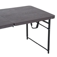 Outsunny 4ft Outdoor Folding Camping Table Height Adjustable Garden Backyards BBQ Party Picnic Table Coffee(m-9)