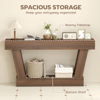 HOMCOM 63 Inch Vintage Console Table, Narrow Entryway Table with Open Shelf for Living Room, Brown(m-5)