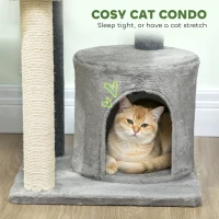 PawHut Cat Tree Cat Tower Multi-Level with Sisal Scratching Post for Kittens and Adults Grey Large 41"H(m-5)