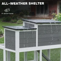 PawHut Wooden Rabbit Hutch, 2-Story Bunny Cage w/ Run, Waterproof & Openable Roof, Pull Out Tray and Ramp for 1-2 Rabbits(m-5)