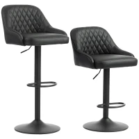 HOMCOM Bar Stools Adjustable Swivel Kitchen Chairs with Backrest Set of 2 for Kitchen Island Black(m-2)