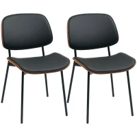 HOMCOM Dining Chairs Set of 2, Mid Century Modern Dining Room Chairs with Bentwood Back and Metal Legs for Kitchen Living Room(m-9)