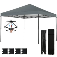 Outsunny 10 x 10 ft Pop Up Canopy Tent with One Push Setup, Outdoor Portable Instant Canopy Shelter w/ Roller Bag, Dark Gray(m-1)