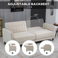 HOMCOM Convertible Bed with Couch, Button Tufted Fabric Sofa Bed with Adjustable Back for Living Room, Beige(m-5)
