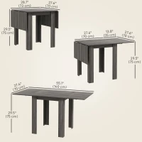 HOMCOM Folding Dining Table, Extendable Kitchen Table for Small Space, Drop Leaf Table for 2-4 People, Grey(m-3)