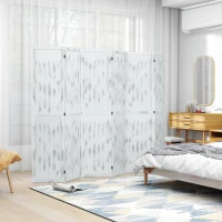 HOMCOM Screen Divider Room Divider Screen with Foldable Design for Indoor Bedroom Office 5.5' Rustic White(m-7)