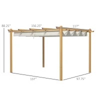 Outsunny 10' x 13' Retractable Pergola Canopy, Aluminum Pergola Sun Shade Shelter for Garden, Patio, Backyard, Deck, Cream(m-3)