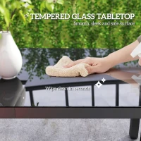 Outsunny 59" x 35" Aluminium Outdoor Dining Table for 6, with Glass Tabletop, Grey(m-6)