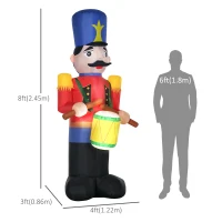 HOMCOM Outdoor Yard Colorful 8ft Inflatable Walnut Soldier Drum Beating with LED(m-3)