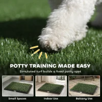 PawHut Dog Grass Pad with Tray, Artificial Grass Pet Training Toilet with Drainage Grid, 2 Grass Mats(m-4)