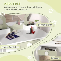 Qaba Kids Makeup Vanity Set with Stool, Mirror, Drawer, Storage Boxes, White(m-5)