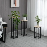 Outsunny 3 Packs Plant Stand Indoor, Metal Plant Stand Outdoor Plant Rack, Decorative Flower Display Holder for Patio Garden(m-7)