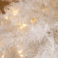 HOMCOM 6FT Prelit Artificial Christmas Tree Warm White LED Light Holiday Home Xmas Decoration with Automatic Open, White(m-9)