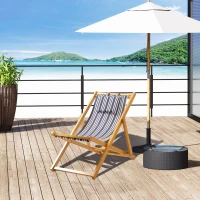 Outsunny Patio Lounge Chair, Reclining Lounger, Folding Beach Chair with Adjustable Backrest for Deck, Beach and Poolside, Teak/Grey/White(m-10)