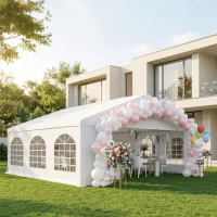 Outsunny 20' x 20' Heavy-duty Large Wedding Tent, Outdoor Carport Garage Party Tent, Patio Gazebo Canopy with Sidewall, White(m-2)