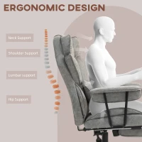 HOMCOM Big and Tall Office Chair with Foot Rest, 400LBS High Back Desk Chair with Padded Armrests, Lumbar Support, Grey(m-5)