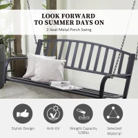 Outsunny 2-Person Metal Outdoor Porch Swing, Hanging Outdoor Swing Chair, 528lb Weight Capacity, Black(m-4)