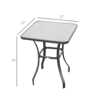 Outsunny 27" Square Bistro Table Garden Dining Table Outdoor Tempered Glass Table(m-3)