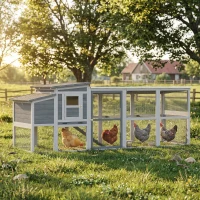 PawHut Large Chicken Coop, Wooden Hen House with Covered Run, Nesting Box, Pull-Out Tray, Opening Asphalt Roof(m-8)