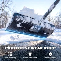 Outsunny 2-in-1 Snow Shovel and Ice Scraper, 22" Heavy Duty Snow Pusher with Metal Wear Strip, Ergonomic Handle for Driveway(m-6)