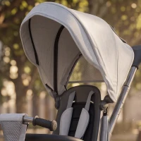 Qaba 6 in 1 Kids Tricycle with Adjustable Push Handle, Removable Canopy, Reversible Seat, for 1-5 Years, Gray(m-9)