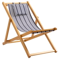 Outsunny Patio Lounge Chair, Reclining Lounger, Folding Beach Chair with Adjustable Backrest for Deck, Beach and Poolside, Teak/Grey/White(m-1)