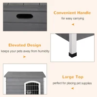 PawHut 31" Folding Dog House, Portable Pet Crate Kennel, Wooden Wire Cage for Miniature and Small Sized Dogs with Lockable Doors Open Top Removable Tray, Grey(m-6)