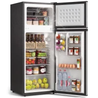 HOMCOM 7.7 Cu. Ft. Mini Fridge with Freezer, Compact Refrigerator with Adjustable Thermostat, Reversible Door, Silver(m-2)