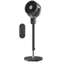HOMCOM 20dB Standing Fan for Bedroom, 70°+90° Auto Oscillating Fan with 8 Speeds, Remote Control, 12H Timer, Adjustable Height(m-9)