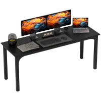 HOMCOM 71" Computer Desk, Desktop Desk with Metal Legs, Distressed Black(m-9)