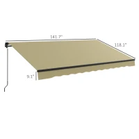 Outsunny 12' x 10' Retractable Awning, 280gsm UV Resistant Sunshade Shelter for Deck, Balcony, Yard, Beige(m-3)