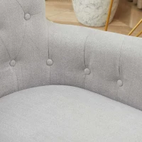 HOMCOM Mid Back Task Chair, Modern Home Office Chair with Tufted Button Design and Padded Armrests, Swivel Computer Desk Chair for Study Living Room Bedroom, Gray(m-11)
