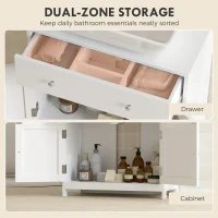 HOMCOM Modern Bathroom Vanity Cabinet, Freestanding Under Sink Storage with Drawer, U-Shaped Cutout for Pedestal Sink, White(m-6)